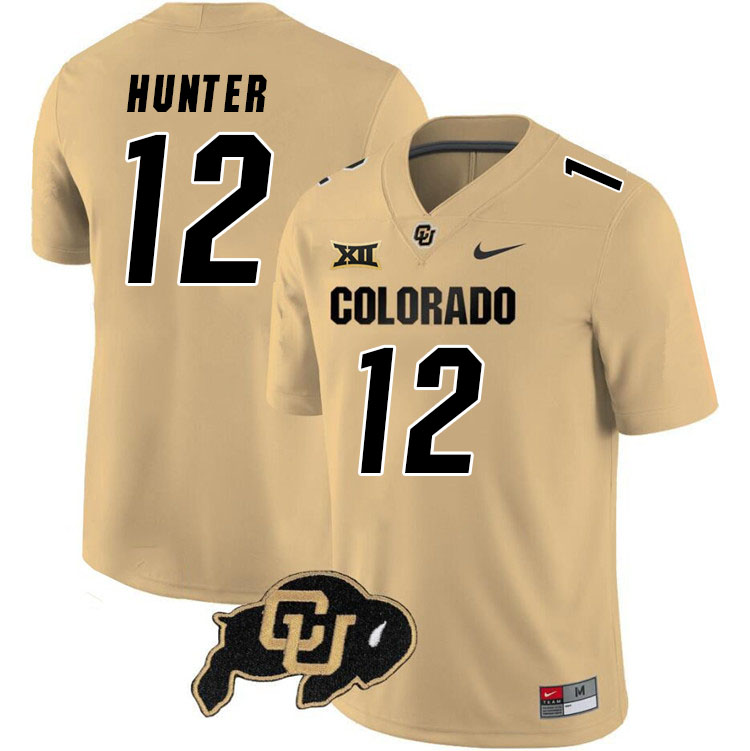 Colorado Buffaloes #12 Travis Hunter Big 12 Conference College Football Jerseys Stitched Sale-Gold